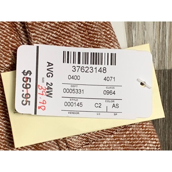 Cj Banks Womens Relaxed Fit High-Rise Trousers Rusty Plaid Pleated Size 24W NEW - Picture 8 of 16